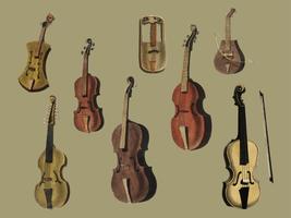 Musik 1850 published in Copenhagen, a vintage illustration of a violin, classical guitar and flute variants. Digitally enhanced by rawpixel. vector