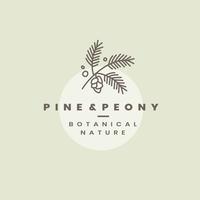 Vector de diseño de logotipo de pino y peonía