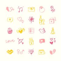 Collection of illustrated valentine39s icons vector