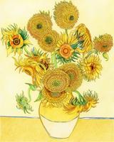 Sunflowers 1889 by Vincent van Gogh adult coloring page vector