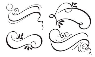 Set of Decorative Calligraphy ribbon frame banner and Borders Art. lettering Vector illustration EPS10