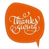 Thanksgiving word on orange tag frame on background. Hand drawn Calligraphy lettering Vector illustration EPS10