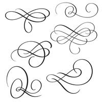 set of vintage flourish decorative art calligraphy whorls for design. Vector illustration EPS10