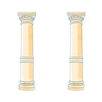 Stylized Greek doodle column Doric Ionic Corinthian columns. Vector illustration. Classical architectural support