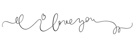 I love you vector vintage text on white background. Calligraphy lettering illustration EPS10