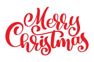 red text Merry Christmas hand written calligraphy lettering. handmade vector illustration. Fun brush ink typography for photo overlays, t-shirt print, flyer, poster design