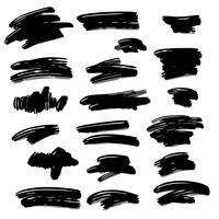 Vector set of grunge artistic brush strokes, design elements. Empty black backgrounds, frames for text or quote