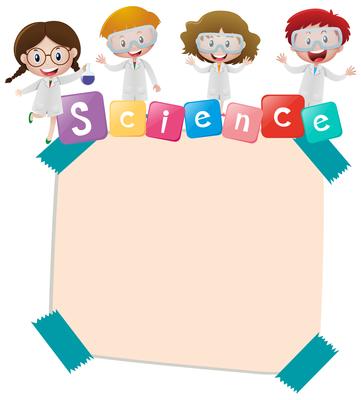 Paper template with kids and science