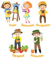 Men and women doing different jobs vector