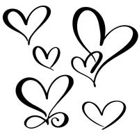 set lovers heart. Handmade vector calligraphy. Decor for greeting card, mug, photo overlays, t-shirt print, flyer, poster design