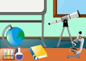 Science equipment in classroom vector