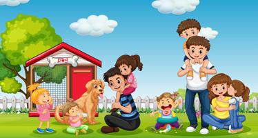 Happy family at the park vector