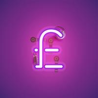 Pink realistic neon character with wires and console from a fontset, vector illustration