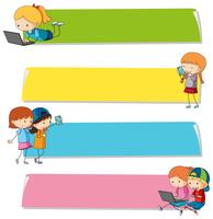 Plantillas de banner con niños en diferentes dispositivos. vector