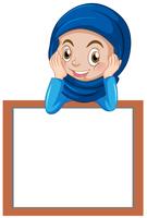 A muslim girl with blank banner vector