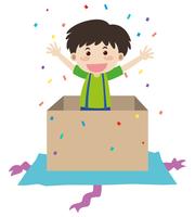 Niño feliz en caja de regalo de cumpleaños vector