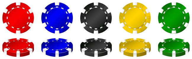 Fichas de casino en muchos colores. vector
