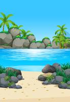 Ocean scene with island and beach
