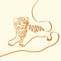 3D línea arte tigre animal ilustración, ilustración vectorial vector