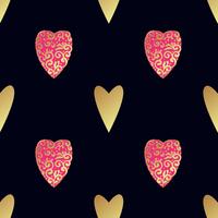 Seamless gold pattern with hearts.  vector