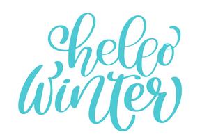 calligraphy Hello Winter Merry Christmas card with. Template for Greetings, Congratulations, Housewarming posters, Invitations, Photo overlays. Vector illustration