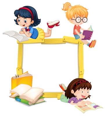 Girls Reading Book Wooden Frame