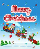 Merry Christmas card with Santa on train vector