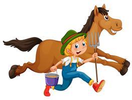 Farmer and horse vector