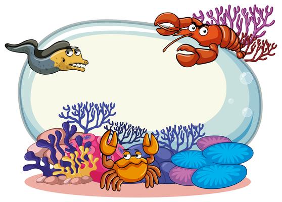 Border template with sea animals