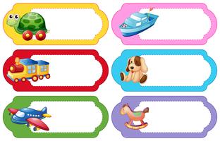 Label design with different toys vector