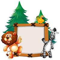 Frame template with lion and zebra vector