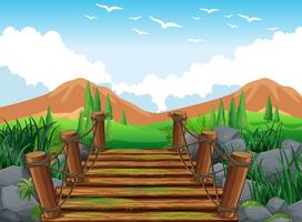 Mountain Landscape Looking from Bridge View vector