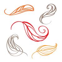 Set of color autumn doodle leaves. Vector illustration