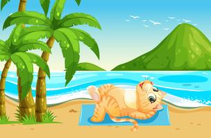 A cat on summer holiday vector