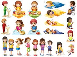 Kids and different routines vector