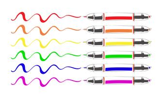 Conjunto de garabatos Sketch multicolor que marca la pluma. Ilustración de vector de rotulador marcador
