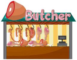 A Butcher Shop on White Background vector