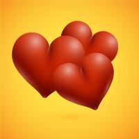 Red high-detailed hearts, vector illustration