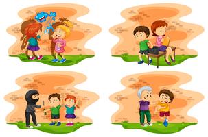 Different scenes of kids doing bad things vector