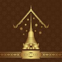 Templo de lujo de arte tailandés y patrón de fondo vector