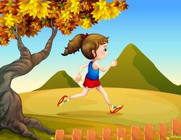 A woman jogging at the hills vector