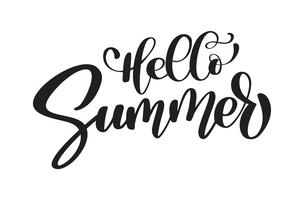 Hello Summer Hand drawn lettering Handwritten calligraphy design, vector illustration, quote for design greeting cards, tattoo, holiday invitations, photo overlays, t-shirt print, flyer, poster design