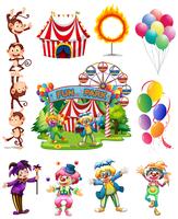 Clowns and other objects from circus vector