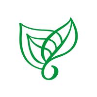 Logotipo verde de la hoja de té. Ecología naturaleza elemento vector icono cosméticos orgánicos. Bio vegano caligrafía bio dibujado a mano ilustración