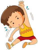 Little boy stretching on white background vector