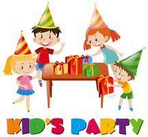 Niños en la fiesta de cumpleaños vector
