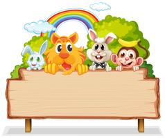 Many animal on woodenboard vector