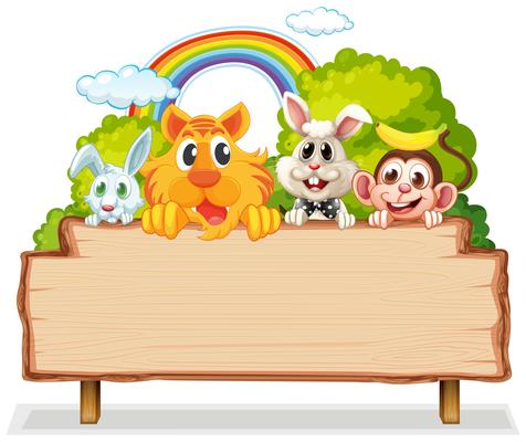 Many animal on woodenboard