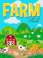 Farm scene with animals and barn vector