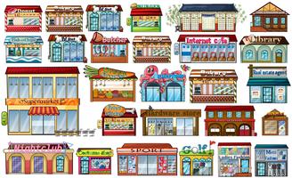 Different shops and buildings vector